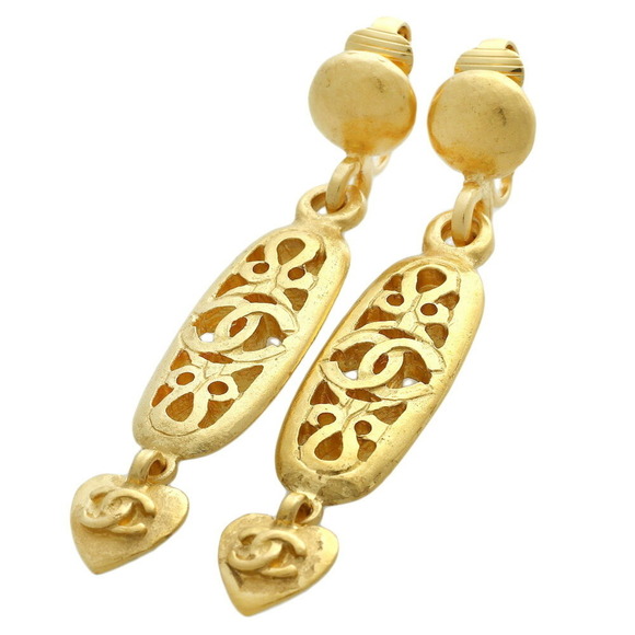 CHANEL Gold Logo Earrings - Picture 1 of 7